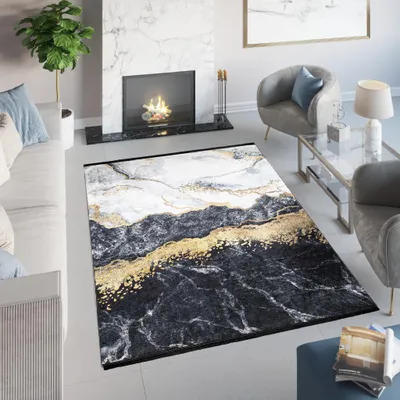 Immagine prodotto di Tappeto Tapiso TOSCANA Moderno Grigio Oro Soggiorno OEKO-TEX 140 x 200 cm