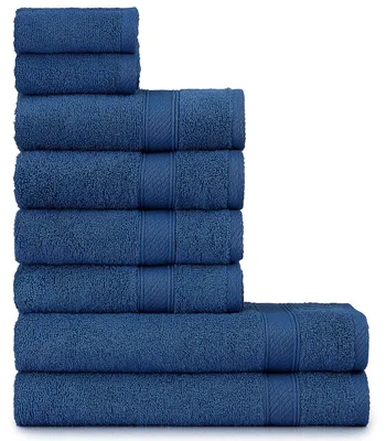 Immagine prodotto di Set di asciugamani - 8 pezzi - 100% cotone - Blu scuro - Morbidi e assorbenti