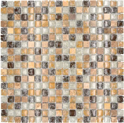 Produktbild von Glasmosaik mit Naturstein XIC 1053 braun/beige 30,5x30,5 cm