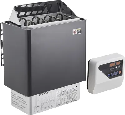 Zdjęcie produktu dla Piec do sauny SucceBuy, 6 kW, 400 V, przenośny model do użytku wewnątrz i na zewnątrz z 3-godzinnym timerem, sterowanie cyfrowe do pomieszczeń o kubaturze 5-9 m³, odpowiedni do użytku domowego lub komercyjnego w prysznicach spa, maks. temperatura 110 °C
