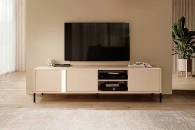 Immagine prodotto di Base TV ribassata Dast 203x39,5x53cm beige a 3 ante con illuminazione LED