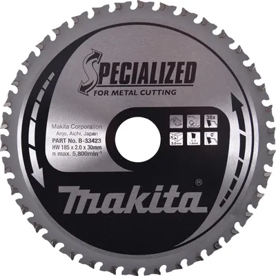 Immagine prodotto di Makita B-33423 Lama circolare TCT specializzata 185 x 30 mm, 38 denti, metallo