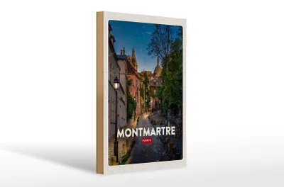 Produktbild von Holzschild Reise 20x30cm Montmartre Paris Retro