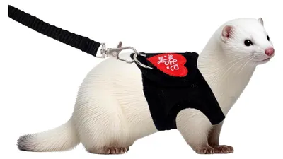 Produktbild von Frettchengeschirr mit Leine, Verstellbare Leine im Leopardenmuster, Weiches Geschirr für Kleintiere wie Frettchen, Meerschweinchen, Kaninchen, Hamster und Kätzchen (Schwarz)