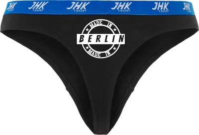 Produktbild von Damen Thong Slip - Boxer-0025-woman-black-v-L - schwarz - L - vorn -  BERLIN - lustiges Motiv - Spruch - Unterwäsche - Unterhose - Freizeit - lustig