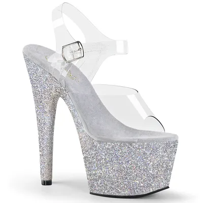 Produktbild von ADORE-708HMG Damen Sandale von Pleaser, Transparent Silber , EU 42, US 12
