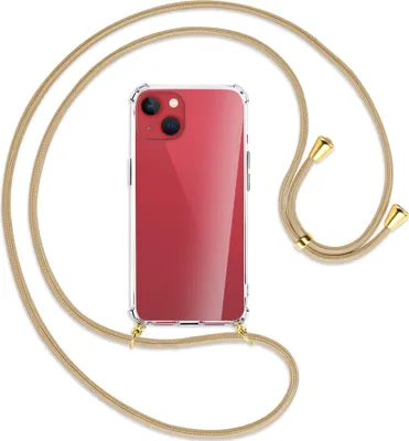 Produktbild von Handykette Backcover-Schutzhülle mit Band (Metall goldfarben) für Apple iPhone 13 mini - caramel