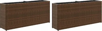 Zdjęcie produktu dla Donice Ogrodowe Z 2 Wkładami, 2 Szt., Brązowe, 90X20X40 Cm Lumarko!