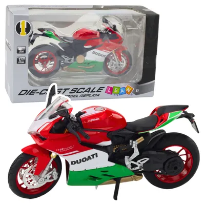Zdjęcie produktu dla Sportowy motocykl Metalowe czerwone zielone światła Brzmi 1:12