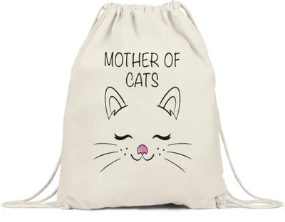 Produktbild von Mother of Cats Turnbeutel Gymsack Katzen-Mama Geschenk Katzenliebhaber Katzenbesitzer Katzen Kätzchen