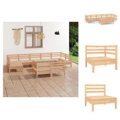 Produktbild von vidaXL 10-tlg. Garten-Lounge-Set Massivholz Kiefer -  Gartenmöbel-Sets