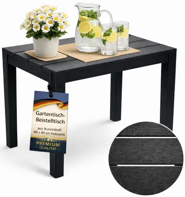 Produktbild von Gartentisch Campingtisch Balkontisch Beistelltisch Gartenmöbel Terrasse Lounge Tisch - Wetterfest - Kunststoff - Anthrazit