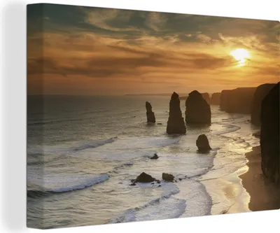 Obrázok produktu pre OneMillionCanvasses® - Obrazy na plátne - 140x90 cm, Západ slnka nad dvanástimi apoštolmi, Nástenná umelecká tlač Nástenná dekorácia - Fotografia na plátne - Maľba na drevenom ráme