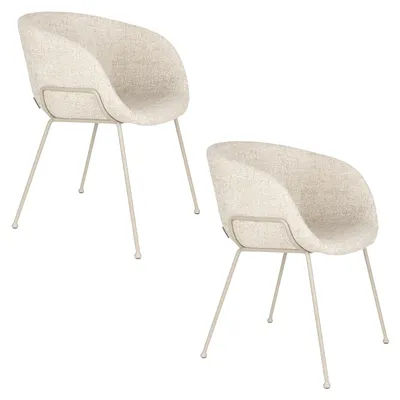 Produktbild von Zuiver Feston Esszimmerstuhl mit Armlehnen Beige - 2 er Set
