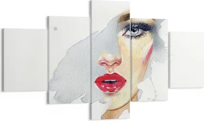 Produktbild von Bild auf Leinwand - Leinwandbild - 5 Teile - Aquarell Frau Mund - 125x70cm - Wand Bild - Wanddeko - Wandbilder - Leinwanddruck - Bilder - Wanddekoration - Leinwand bilder - Wandbild - EA125x70-4891