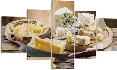 Produktbild von Bild auf Leinwand - Leinwandbild - Käse Schreibtisch Essen Essen - 125x70cm - Wand Bild - Wanddeko - Leinwanddruck - Bilder - Kunstdruck - Wanddekoration - Leinwand bilder - Wandkunst - EA125x70-2870