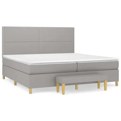 Zdjęcie produktu dla Łóżko Kontynentalne Z Materacem, Jasnoszare, Tkanina 200X200 Cm Lumarko!