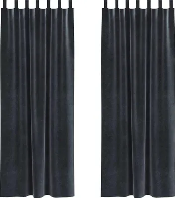 Produktbild von vidaXL Verdunkelungsvorhänge 2 pcs Dunkelgrau 140 x 260 cm Samt