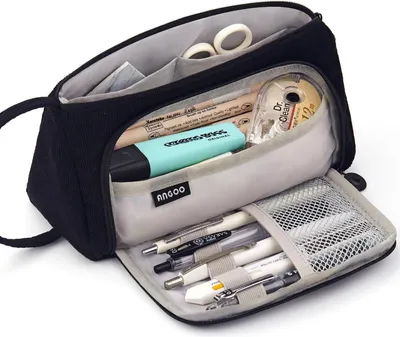 Image de EASTHILL Trousse à crayons grande Noir Trousse de papeterie Fille Adolescente Cadeau
