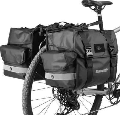 Productafbeelding van Dubbele fietstas 40 liter - Met handvat - Reflecterend - Zwart