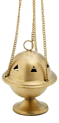 Produktbild von NKlaus Weihrauchschwenker mit Kette aus Messing, Gold, matt