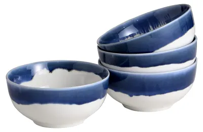 Produktbild von Müslischale, Nudelschale, Salatschüssel Set 4 Stück (Blau-Weiß)
