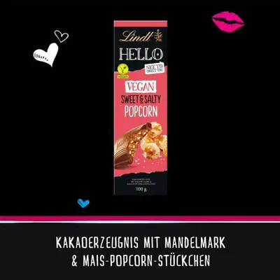 Produktbild von Lindt Hello Vegan Sweet & Salty Popcorn Tafel 100g