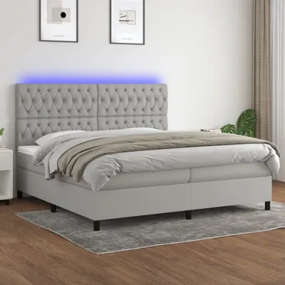 Produktbild von Maison Exclusive - Boxspringbett mit Matratze & LED Hellgrau 200x200 cm Stoff