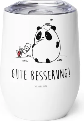 Produktbild von Mr. & Mrs. Panda Thermobecher Panda Gute Besserung - Weiß - Geschenk, thermosbecher, Isolierbecher, Weintumbler, kaffee tasse, Thermo Becher
