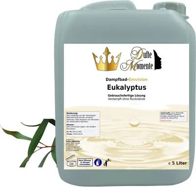 Produktbild von Dampfbad Emulsion Eukalyptus - 5 Liter - gebrauchsfertig für Dampfbad, Dampfdusche, Verdampferanlagen