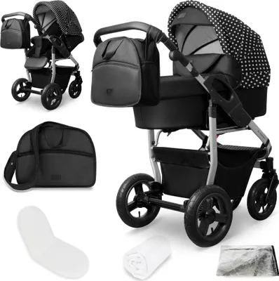 Produktbild von Bergsteiger Capri Kombikinderwagen 2-in-1 ohne Babyschale – Babywanne & Sportsitz, Luftreifen, Federung, höhenverstellbarer Griff, faltbar, Zubehör