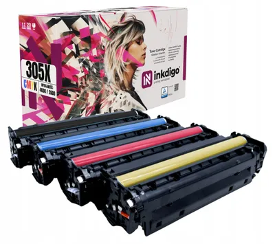 Produktbild von Inkdigo Tonerset CE410-413A für HP LaserJet Pro 300 Color M351A, 300 Color MFP M375nw, 400 Color M451dn, 400 Color M451dw – CMYK,