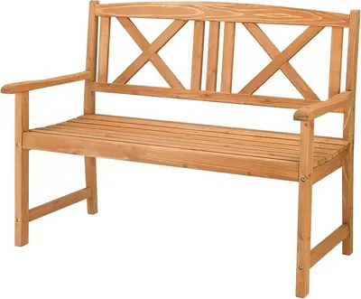 Imagen del producto de Banco de jardín de 118 cm, banco de madera resistente a la intemperie, para 2 personas, con respaldo y reposabrazos ergonómicos, capacidad de carga de 275 kg, ideal para balcón, terraza, jardín y uso en exteriores