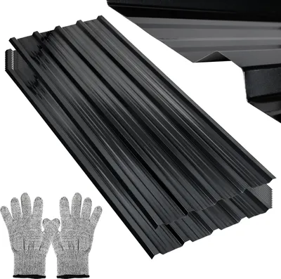 Produktbild von TolleTour Trapezblech 129x46cm Anthrazit 12/24/36 Stück Metallblech Dachblech Stahlblech für Gerätehaus Carport - 12er Set (7m²)