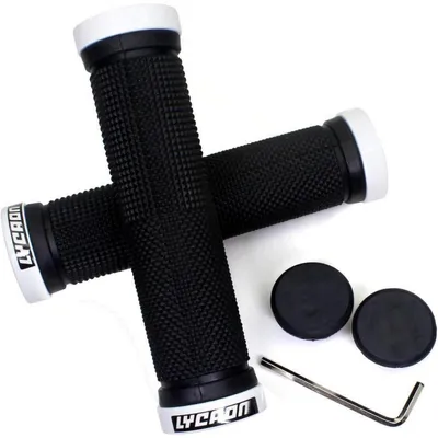 Produktbild von Fahrrad Lenkergriffe Gummi rutschfest mit Aluminium Lock 132mm Weiß für 20-22mm Lenker