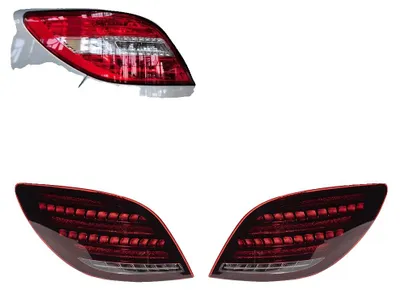 Image de Feux arrière, design LED, compatibles avec les modèles Mercedes-Benz Classe R (W251) de 2005 à 2017, fonction de signalisation dynamique, couleur rouge, feux LED pour Classe R