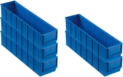 Produktbild von SparSet 5x Blaue Industriebox 400 S | HxBxT 8,1x9,1x40cm | 2,2 Liter | Sichtlagerkasten, Sortimentskasten, Sortimentsbox, Kleinteilebox