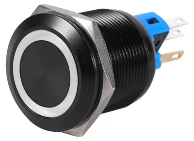 Obrázek produktu pro 22mm 12V-24V Vodotěsný samoblokující tlačítkový spínač s bílou LED diodou