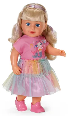 Produktbild von BABY born Carla hat langes, hochwertiges Haar und bringt 7 Accessoires zum Stylen mit.