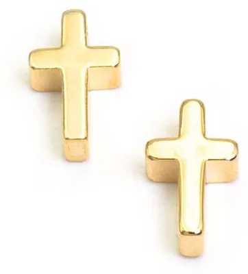 Produktbild von Vintageparts Zwischenperle Kreuz Messing 18k Gold 11 mm, 2 Stück