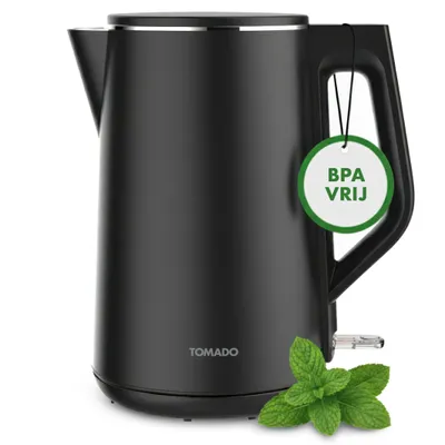 Obrázek produktu pro Tomado Tomado TWK1708B - Rychlovarná konvice - 1,7 litru - Dvoustěnná - 2200 W - Bez BPA - Matně černá
