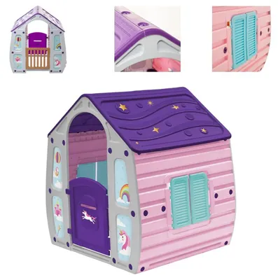 Image de Chipolino Maison de jeu pour enfants Magical Licorne Porte, volets, clôture, autocollant violet