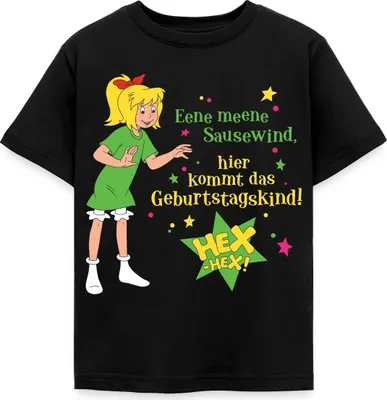 Produktbild von Spreadshirt Bibi Blocksberg Geburtstag Bibi & Spruch Kinder T-Shirt, 110/116 (5-6 Jahre), Schwarz