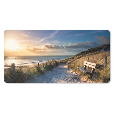 Produktbild von MuchoWow® Mauspad Mousepad Sonnenuntergang - Strand - Düne - Gras - Bank 60x30 cm - Mousepads - Maus Mat - Pad - Mausunterlage - Nachhaltig