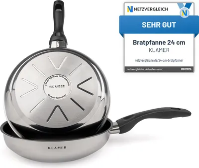 Produktbild von KLAMER Bratpfanne 24cm, antihaftbeschichtete Induktions-Pfanne, Premium Beschichtung, hochwertige Profi-Universalpfanne