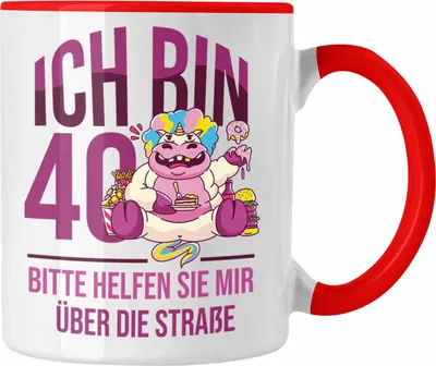 Produktbild von Trendation - Lustige Tasse zum 40. Geburtstag - Geschenkidee für Frauen Einhorn 40er Geburtstag (Rot)