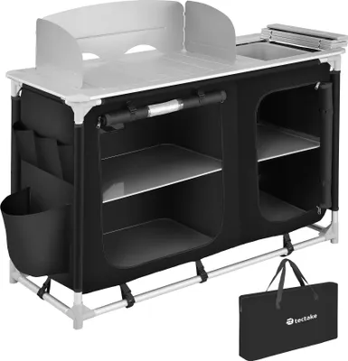 Image de Cuisine de camping en aluminium 116 x 52 x 107 cm - noir