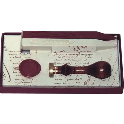 Image de Set Lilie (2 barres de vernis à cacheter, 1 sceau Lilie avec poignée en bois)