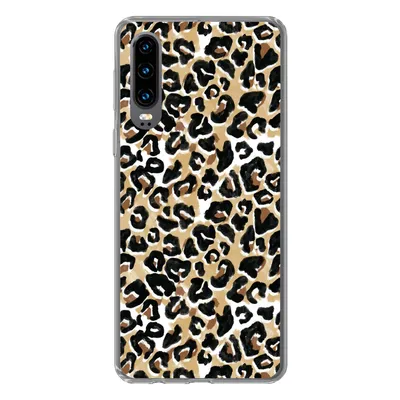 Produktbild von MuchoWow® Handyhülle Schutzhülle Hülle für Huawei P30 Tierdruck - Panther - Braun - Aquarell Silikon Softcase Handy Hülle - Kartenbesitzer
