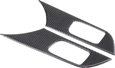 Imagen del producto de 2 piezas de embellecedor interior de manija de puerta de fibra de carbono, para el interior, compatible con Mitsubishi Lancer de 2008 a 2016